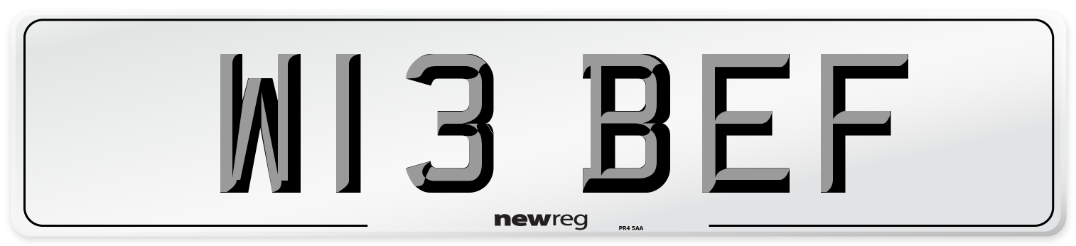 W13 BEF Number Plate from New Reg